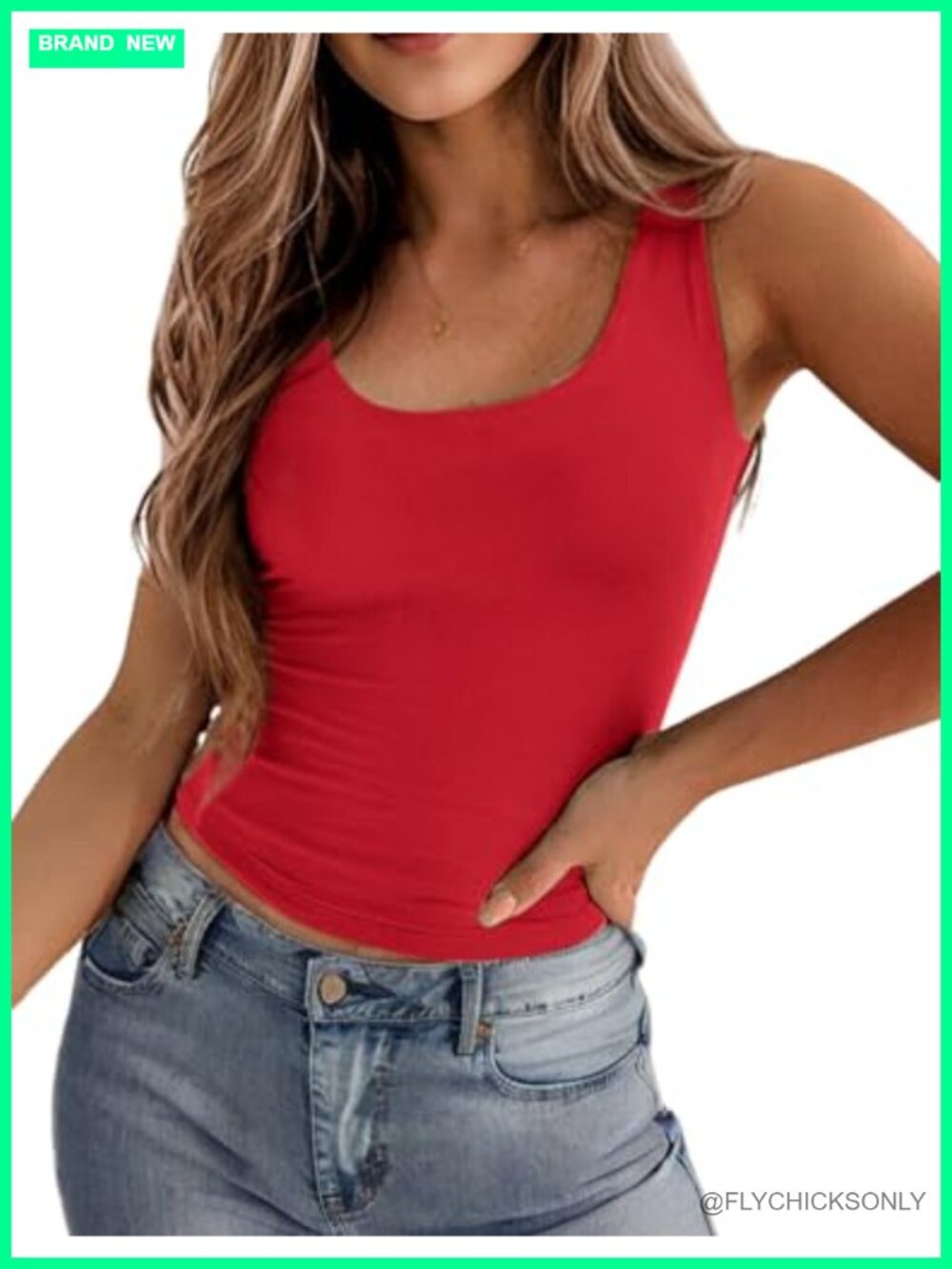 Double Lined Square Neck Tank Top Sleeveless Basic Crop Top